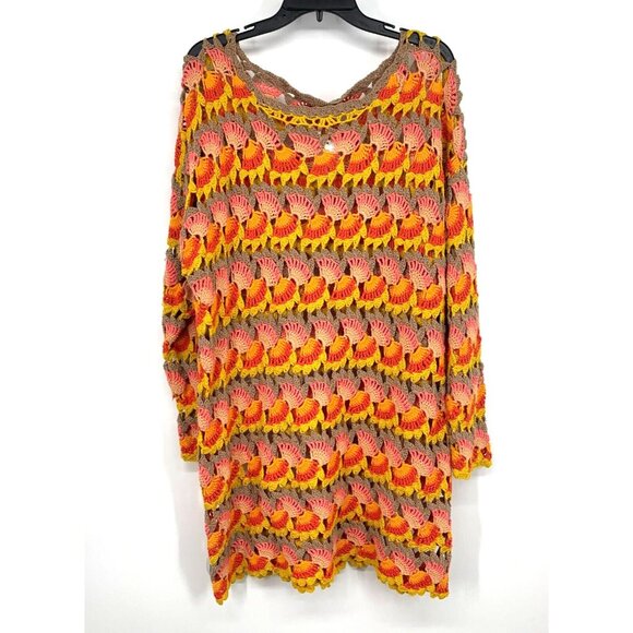 Free People Dress RARE Fan Crochet Long Sleeve Tunic Coverup - Picture 2 of 11